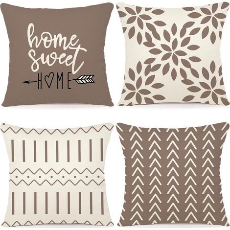 Set mit 4 dekorativen Sofakissenbezügen, Sofadekorationskissenbezügen, Outdoor-Kissenbezügen aus Leinen, dekorativen Kissenbezügen für Schlafzimmer, Sofa, Stuhl, Bett, Garten, 50 x 50 cm (1/5)