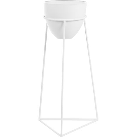 Maceta con patas tiesto para interior y exterior 30 x 28 x 58 cm metal blanco Liparis (1/5)