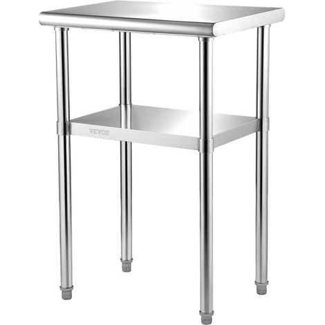 Acier inoxydable 201, rangement pratique avec 2 niveaux, table de préparation inox pour cuisine, bar ou restaurant (1/5)