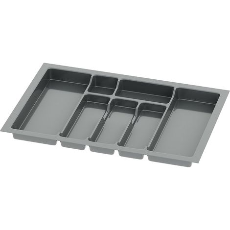 Range-couverts pour tiroir 70 cm - 1 unité - Plastique anthracite - 7 compartiments découpables - Cuisine organisée - 63x43 cm (1/4)