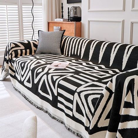 Housse de canapé épaisse en peluche, adaptée aux fauteuils individuels, protège le canapé de l'usure quotidienne, noir moderne, 180 x 200 cm (1/5)