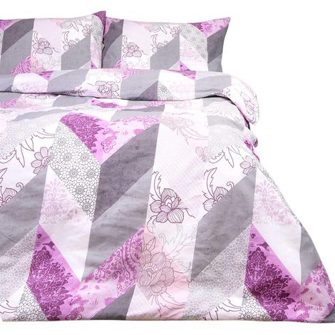 Bettwäsche-Set 160x200 100% BAUMWOLLE rosa geometrisches Muster (1/5)