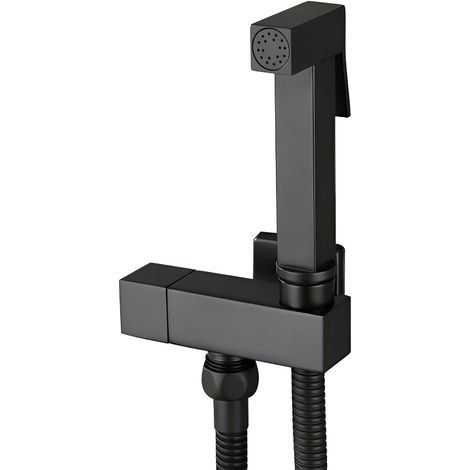 Pulvérisateur de bidet portatif noir mat, Kit Douchette WC en Laiton Noir - Pulvérisateur de Bidet à Main avec Support Mural - Hygiène Personnelle - Modèle G1/2. (1/4)