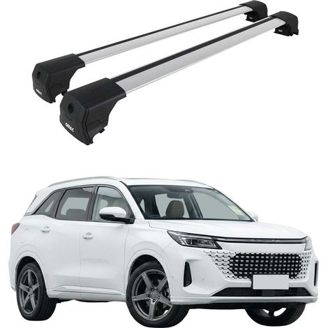 OMAC Aluminium Dachträger Querträger für DFSK E5 2023-2026 – City Crash – ISO/PAS 11154:2006 – Abschließbar – Max. 75 kg – 2 Stangen Silber (1/5)