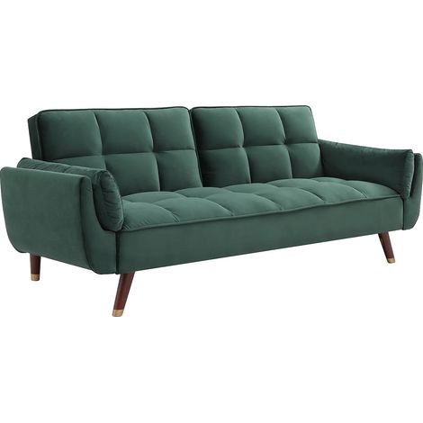 Divano letto 3 posti clic-clac in Velluto Verde - GULCAN (1/5)