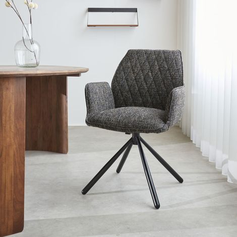 Drehbar Esszimmerstuhl Schwarzes Novan-Chenille – 180° drehbar (1/5)