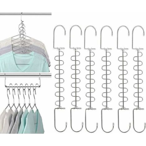 Cintre Gain de Place, Lot de 6 Multi Cintre Magique Organisateur, métal de cintres de vêtements en métal économiseur d'espace et Organisation (Hanger hooks 6pcs) (1/5)