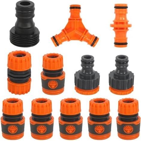 Kit de Raccordement D'arrosage 12 Pcs - Raccords Rapides, Accessoires Double Fiche Y, Rallonge 1/2" Tuyau 2 en 1 (1/5)