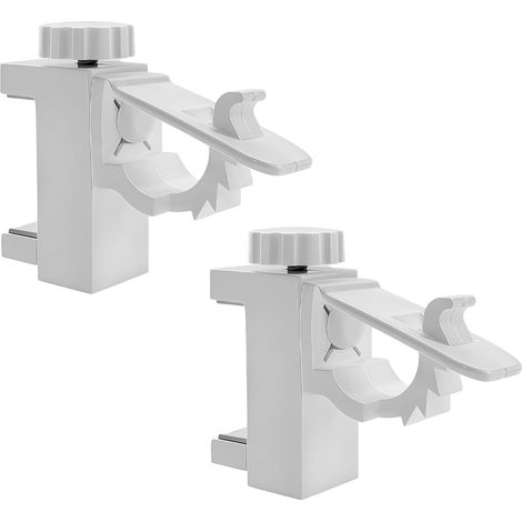 Support Tringle Rideau Sans Percage 2 Pièces Accroche Rideau Dressing Barre Penderie Fixation Adhésive Crochet Pince Porte Serviette Cuisine Salle de Bain Plastique Blanc (1/5)