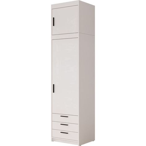 Étagère Novduni 111, Blanc, Avec des portes, Fermé, Avec tiroirs, Stratifié, Le nombre de portes: 0, Nombre de tiroirs: 0, 246x60x53cm