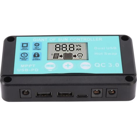 Solar-Laderegler mit zwei USB-Ausgängen und Schnellladefunktion, 12V/24V-Solarpanel-Regler für den Heimgebrauch, 100A (1/5)