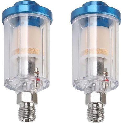 Lot de 2 séparateurs d'eau et d'huile pour aérographe Pour compresseur d'air Entrée et sortie NPT de 6,35 mm (1/5)