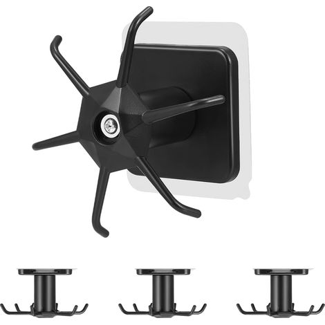 Ganchos para utensilios de cocina giratorios de 360° (paquete de 4), autoadhesivos, sin necesidad de taladrar. (1/5)