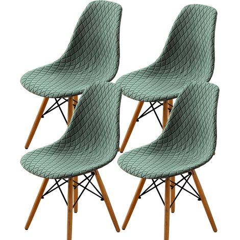 Coprisedie a conchiglia, stile medievale-moderno, jacquard, senza braccioli, lavabili, adatti per cucine e sale da pranzo (verde, confezione da 4).
