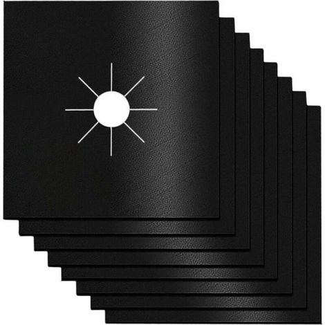 Lot de 8 couvre-plaques de cuisson à gaz réutilisables, protecteurs antiadhésifs, faciles à nettoyer, noir Odipie (1/3)