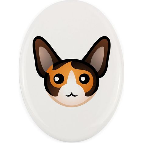 Cornish Rex - Keramik-Grabsteinfliese mit Grafik und Inschrift von Art-Dog (1/4)