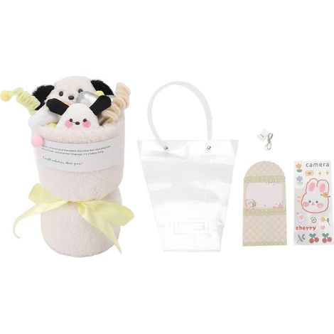 Plüschtierstrauß, niedliche Stofftierpuppen-Strauß, Heimdekoration mit Grußkarte zum Geburtstag (1/4)