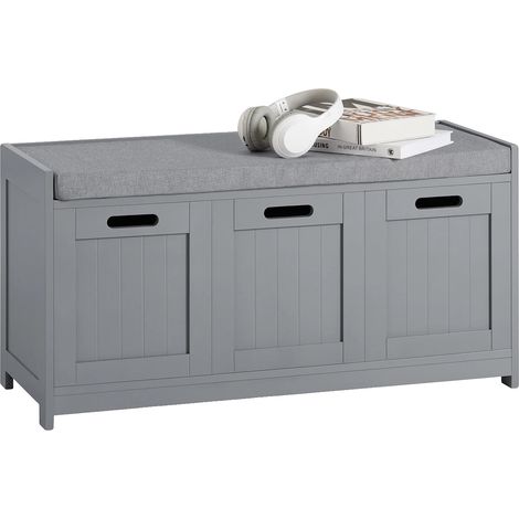 Banco zapatero, 2 puertas, cojín extraíble, gris azulado (1/5)