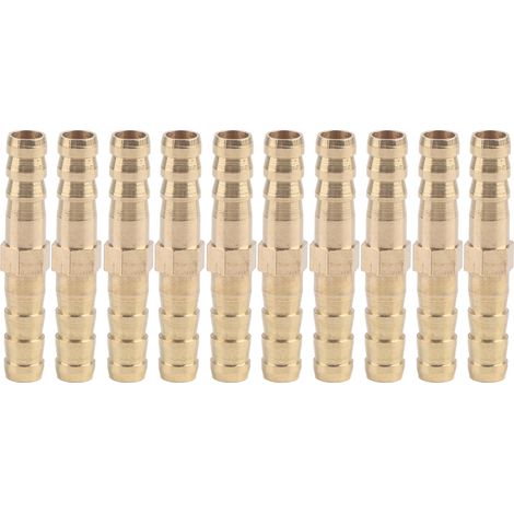 Brass Barbed Straight 2-Way Pipe Connector Tube Joiner Fitting 6/8/10/12/14/16/20mm (1/5)