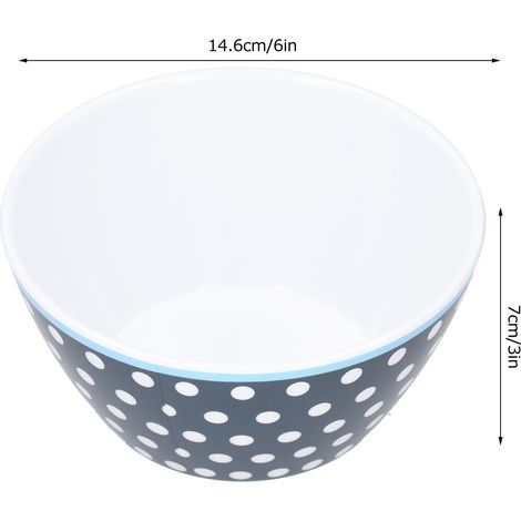 Ensemble de 4 bols à salade de 15 cm (6 po) en porcelaine imitation, à pois bleu foncé. (1/5)