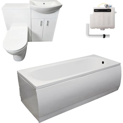 Imelda Bathroom Suite with 1050m Vanity Set Inc Roca Comfort Height Toilet Pan (1/4)
