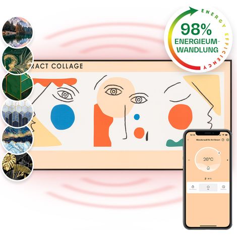 Klarstein Infrarotheizung mit Bild, 700W Infrarotheizung mit Thermostat & IoT/WiFi Infrarotheizung Wandmontage/Deckenmontage mit Erkennung Offener Fenster, CO2-Freie Infrarot Heizung für Badezimmer