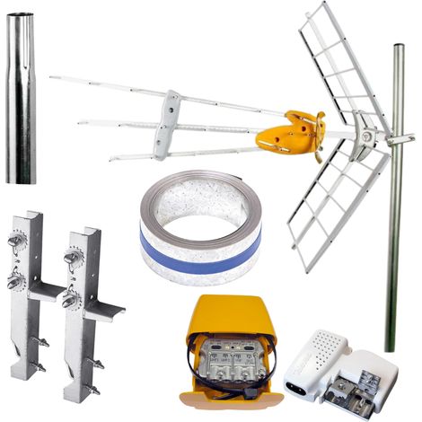 PACK TELEVES Antenne rateau + Kit Alimentation + Amplificateur de mat + Cerclage double + Feuillard 5m + Mat 1m (1/5)