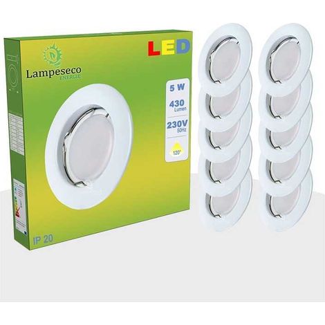 Lot de 20 Spot Led Encastrable Complete Blanc Lumière Blanc Neutre 5W eq.50W ref.770 (1/3)