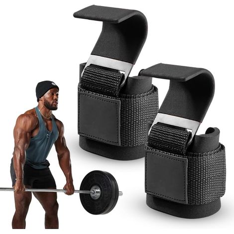 Zughilfen Haken für Krafttraining und Gewichtheben, Gewichtheberhaken mit 8mm Handgelenkschutz und Verstellbarem Klettverschluss, Lifting Straps für Kraftdreikampf und Kreuzheben Stütze (1/5)