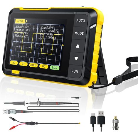 Oscilloscope portatif, oscilloscope 400V 200 kHz 2,5 MS/s oscilloscope à taux d'échantillonnage en temps réel avec fonction de mise à niveau OTA, instrument d'oscilloscope de transport