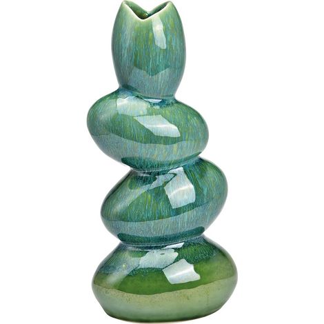 Vase en porcelaine sculptural vert 13x28x9cm (1/3)
