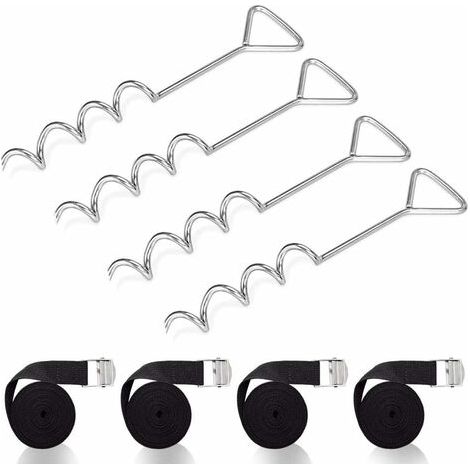 Set d'ancrage pour Trampoline, À Toute épreuve Trampoline kit d'ancrage, Kit d'ancrage au Sol avec 4 Sardines et Sangles (1/5)
