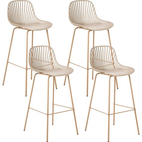 Set di 4 sedie da bar in ferro e poliestere Beige Kleve (1/5)