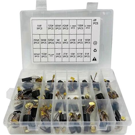 Lot de 69 balais de charbon pour moteurs électriques, 23 tailles disponibles. (1/5)