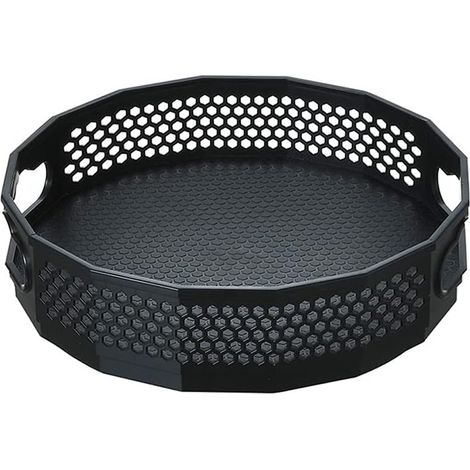 Lntyq Plateau Tournant Rangement Epices Cuisine, Range Epices Cuisine Rotatif pour Condiments (Noir, 22,5x6,5cm), Acier inoxydable et  Plastique