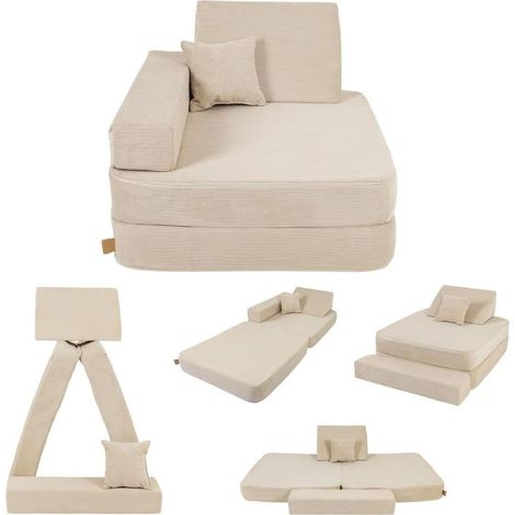 Angelove Fauteuil pliable pour enfant à partir de 1 an et matelas de jeu - Beige