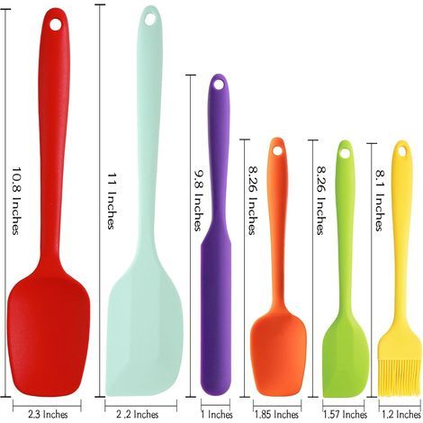 Spatule Silicone, Spatule Patisserie Cuisine Lot de 6, Spatule Flexible Résistante à la Chaleur avec Noyau en Acier Inoxydable, pour Cuisine et Faire des Gâteaux (6Pcs Multicolore) (1/4)