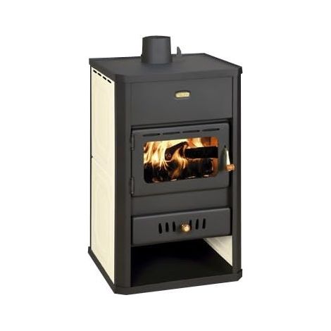 Poêle à bois pour chauffage central. Poêle à combustible solide avec chaudière intégrée. Puissance de chauffage 5 + 10 kw. Couvercle en acier. Modèle Prity S1 W10 (1/2)