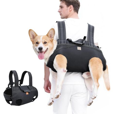 Große Hundetragetasche mit gepolsterten Griffen (passend für Brustumfänge von 49-63 cm), Hundetransportgeschirr mit Ganzkörperstütze und Mobilitätshilfe für Hunde (1/5)