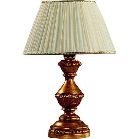 Lumetto In Legno Classico Oro Con Paralume 1 Luce Sparviero