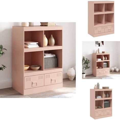 Buffet haut rose 67x39x95 cm acier - Buffet Design - Meuble Rangement - Armoire Élégante - Buffet Rose - Buffet Moderne (1/5)
