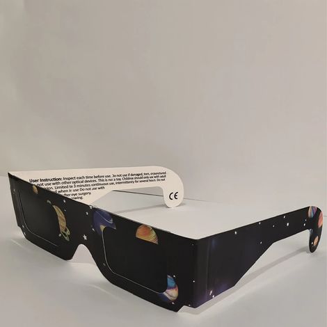 Sonnenfinsternisbrillen (50er-Packung) - Schutzbrillen gemäß ISO 12312-2:2015 und CE-zertifiziert, geeignet für die direkte Beobachtung der Sonne (Multiplanetare Edition)