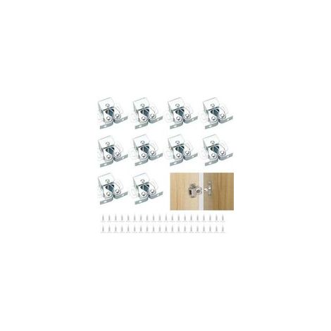 10-teiliges Möbelriegel-Set für Schranktüren, Doppelrollenriegel für Schränke, Silber - Crezuo (1/4)