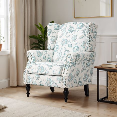 Vintage Upholstered Armchair with Wooden Legs (1/5)