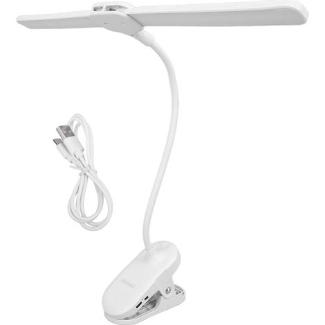 Doppelkopf-LED-Schreibtischlampe mit Klemme, 4000-mAh-Akku, 3 Beleuchtungsmodi, helles Licht zum Schutz der Augen, ideal zum Arbeiten und Lernen.