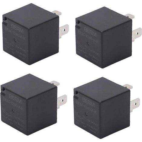 BERM 4 Stück Kfz- und Marine-Relais 12V DC 4-polig 30-40A NO Silberkontakt Wasserdichter Relais-Schalter für