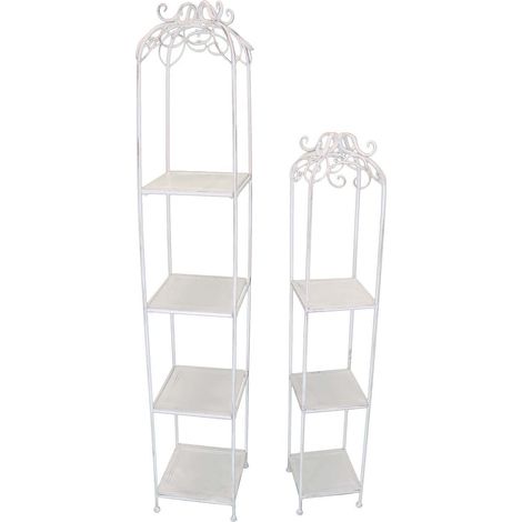 Set 2 Scaffali 4 e 3 ripiani in alluminio bianco antico Giada (1/2)