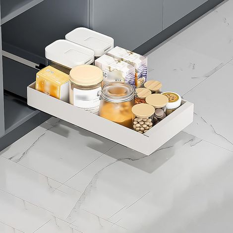 Rangement Et Organisation De Cuisine, Organiseurs Tiroirs Organiseur À Tirer ,Tiroir Coulissant Cuisine Pour Placard Armoires Cuisine,Casseroles ( Color : Single , S 25cm (1/5)