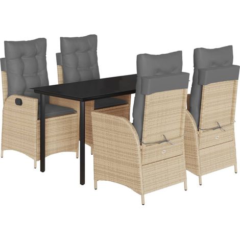 Maison Exclusive - Set comedor de jardín 5 pzas con cojines ratán (1/5)