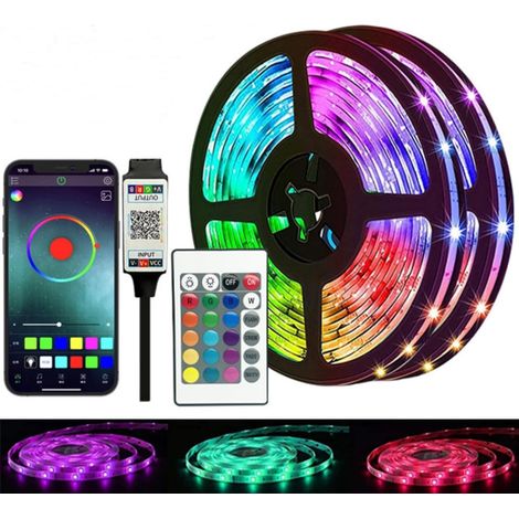 Tira de luces LED de 30 metros, tira de luces LED de colores para uso en interiores, con control remoto y función Bluetooth.